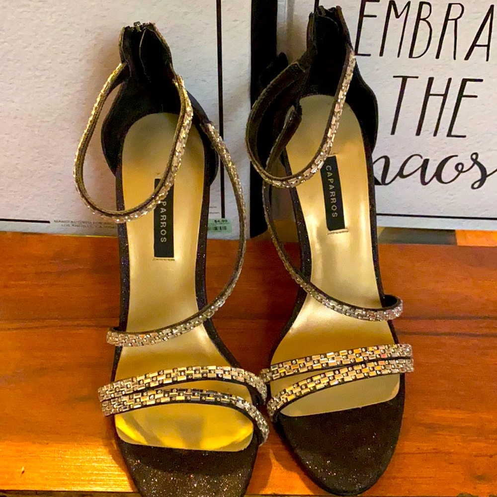Studded dress shoes multi colored/glitter heel